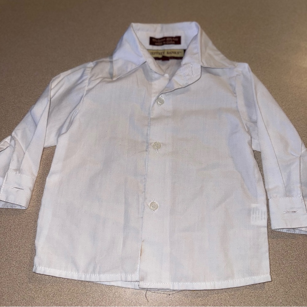 Jeffrey Banks boys size 3-6 months white long sleeve button up shirt